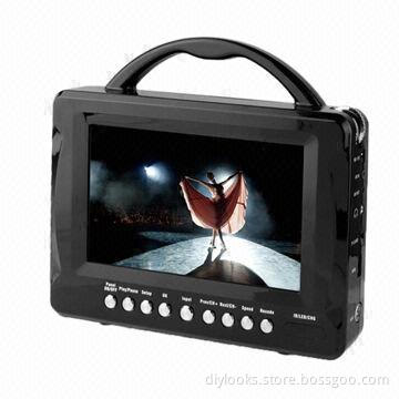 7-inch Wide-screen Portable TV/Multi-media Player, Support FM Radio/TF Card/MP5 Film